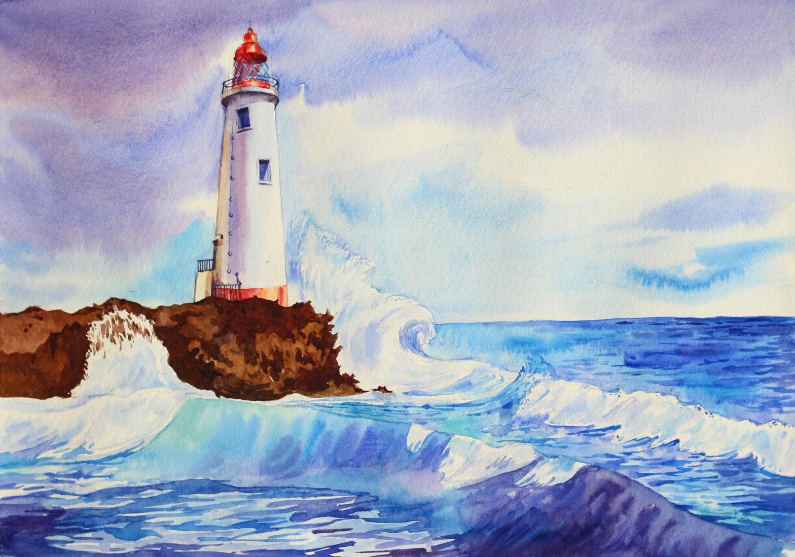 lighthouse and crashing waves Artchic